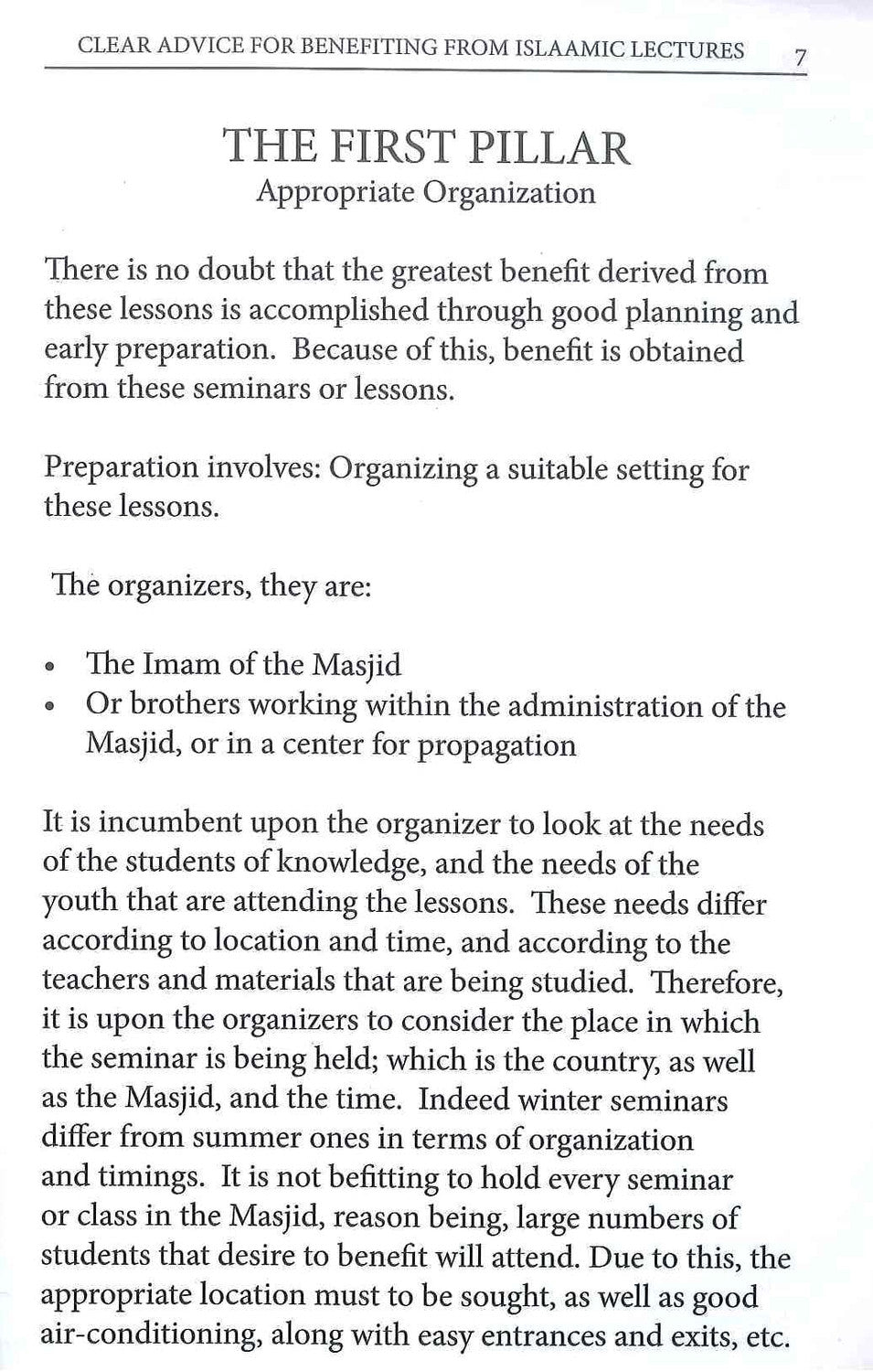 Conseils clairs pour tirer profit des conférences islamiques du cheikh Salih bin Abdul Azeez Ala Shaykh