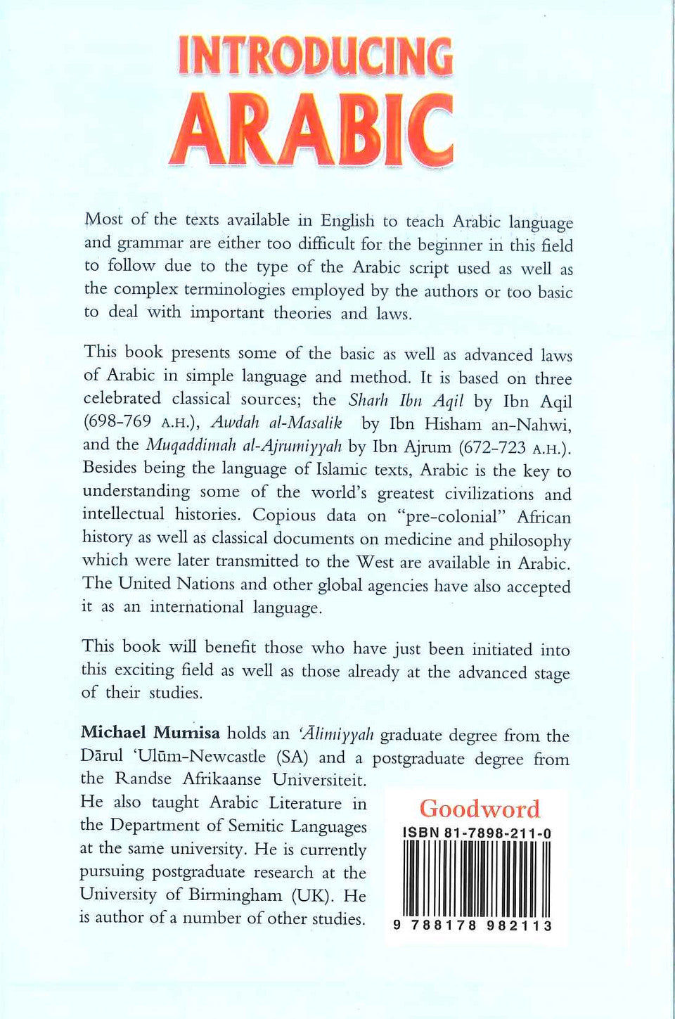 Introduction à l'arabe – Apprendre l'arabe pour débutants par Michaek Mumisa