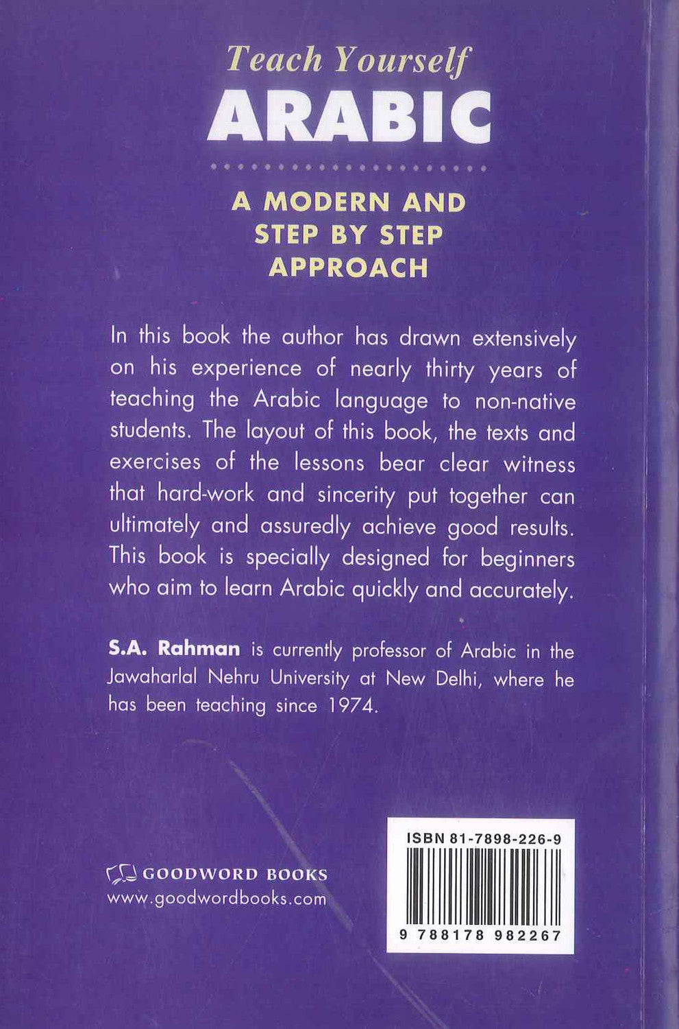 Teach Yourself Arabic – Beginner Arabic Guide by S.A. Rahman