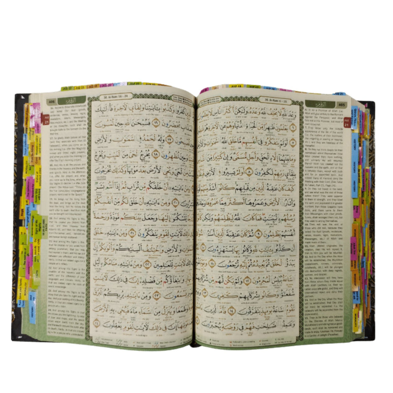 Coran (écriture ottomane) avec traduction anglaise et légende (B5, couleurs aléatoires)