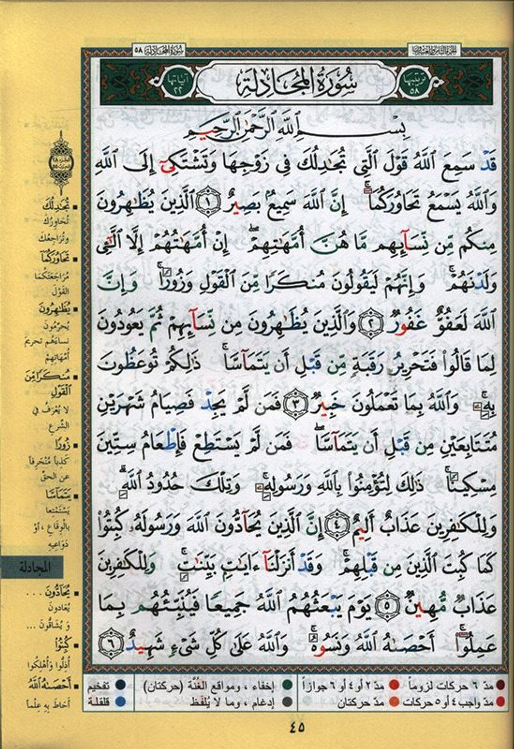 Last 5 Parts of the Qur'an (Surah Ahqaf to Surah Nas) – 7" x 9" Full Size with Tajweed (Arabic Only)