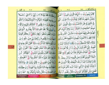 Coran Tajwid avec règles de codage couleur – Écriture pakistanaise-indienne-persane (13x17)