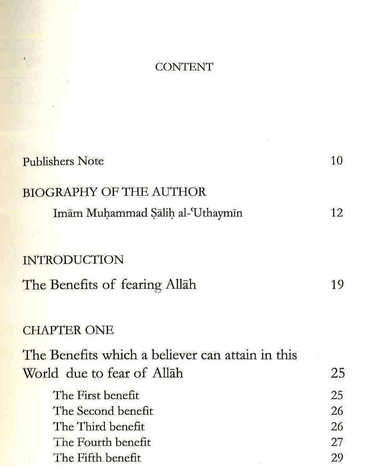 The Benefits Of Fearing Allah By Daar Us-Sunnah