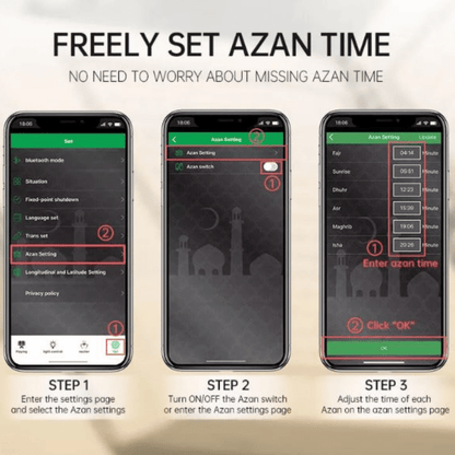 Touch Lamp Azan Clock Quran Cube Speaker QB303 – LED Lamp, Prayer Alarm & Quran Recitation Device