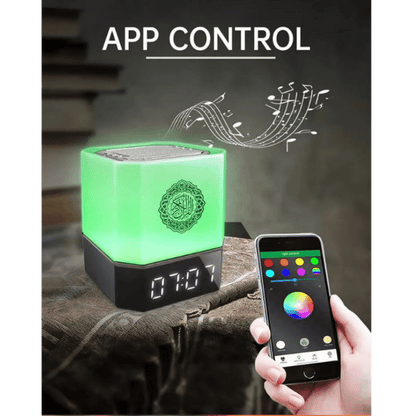 Touch Lamp Azan Clock Quran Cube Speaker QB303 – LED Lamp, Prayer Alarm & Quran Recitation Device