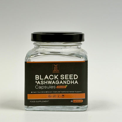 Black Seed & Ashwagandha Capsules – Organic Herbal Blend for Vitality & Stress Support