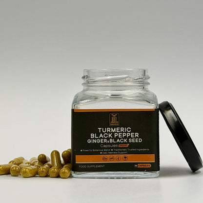 Turmeric + Black Pepper + Ginger & Black Seed Capsules – 60 Count | Natural Immune & Digestive Support