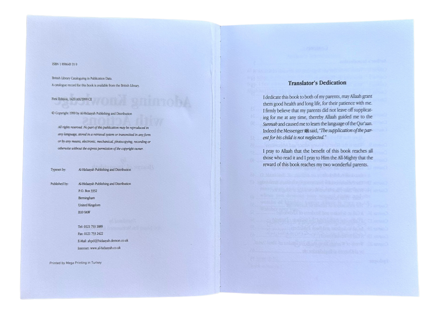 Orner le savoir d'action par Husayn al-Awaayishah | Livre d'études islamiques