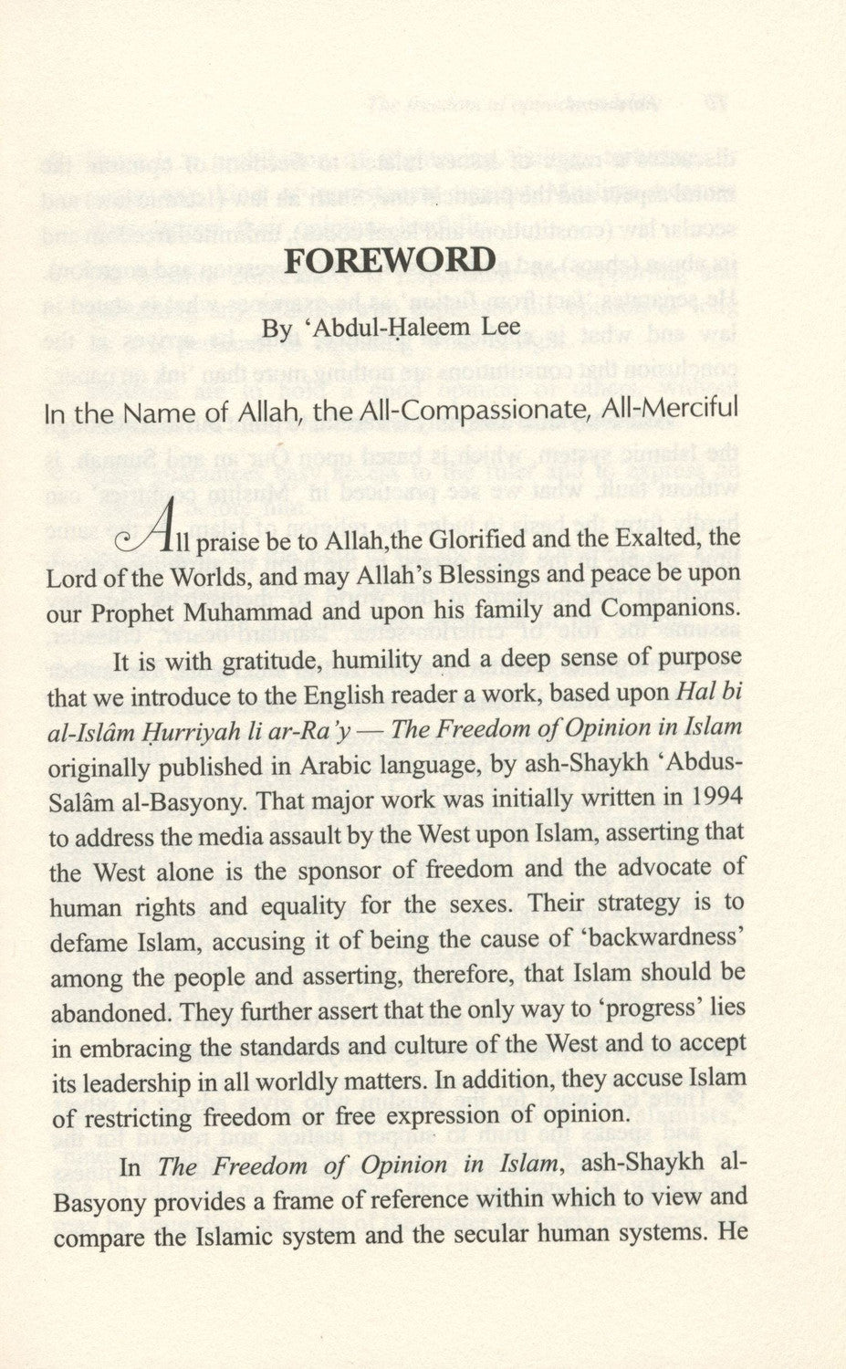 The Freedom of Opinion In Islam by Abdus-Salam al-Basuni