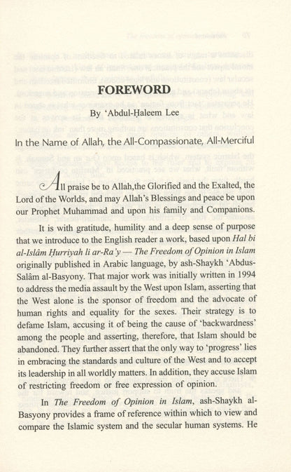 The Freedom of Opinion In Islam by Abdus-Salam al-Basuni