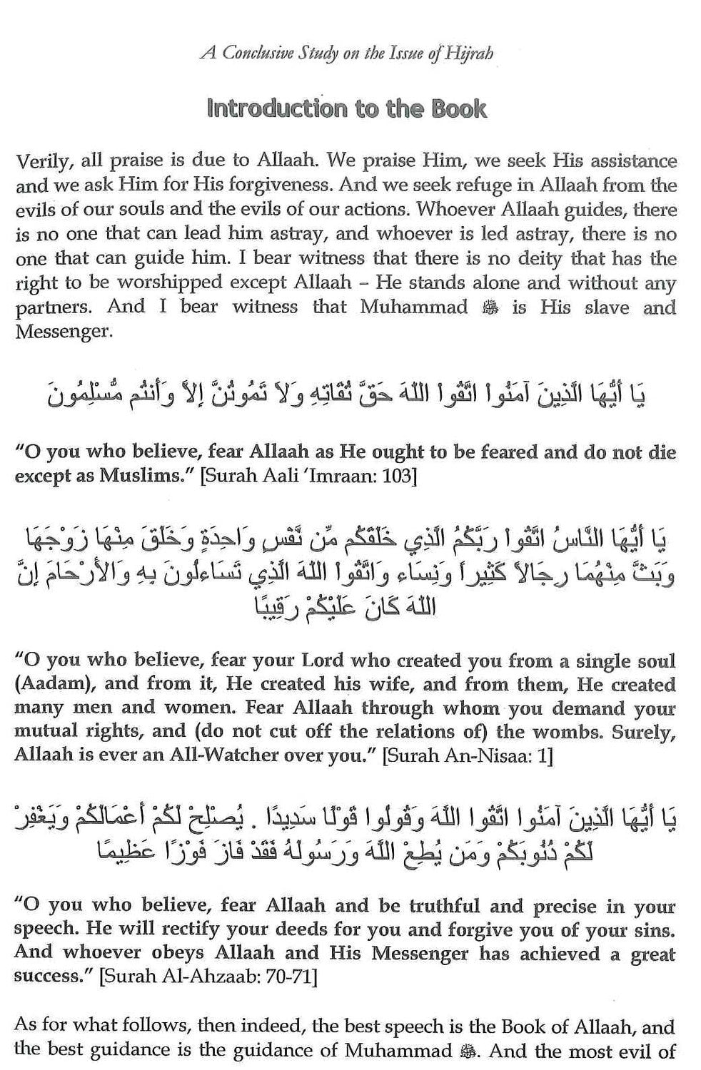 Une étude concluante sur les questions de la Hijrah par Husayn bin Awdah Al-Awaayishah