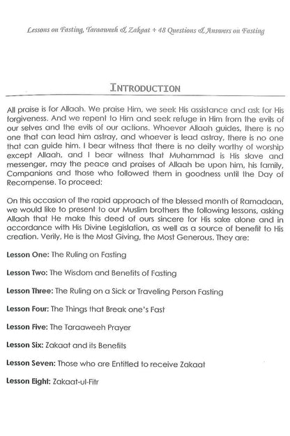 Lessons On Fasting Taraaweeh & Zakaat by Imaam Muhammad Bin Saalih Al Uthaimeen