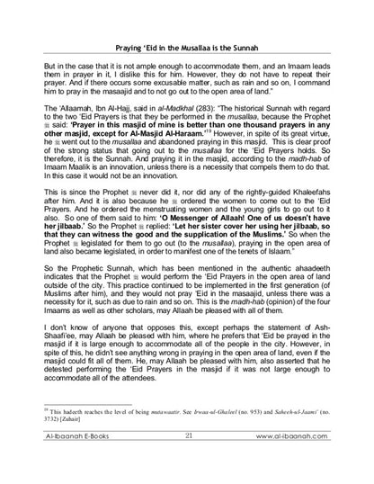 Prier l'Aïd selon la Musallaa est la Sunna par l'imam Muhammad Naasir-Ud-Deen Al-Albaanee
