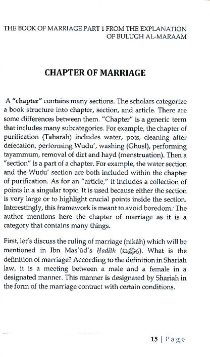 The Book of Marriage: From the Explanation of Bulugh al-Maraam Part 1 – Islamic Marriage Fiqh (Paperback)