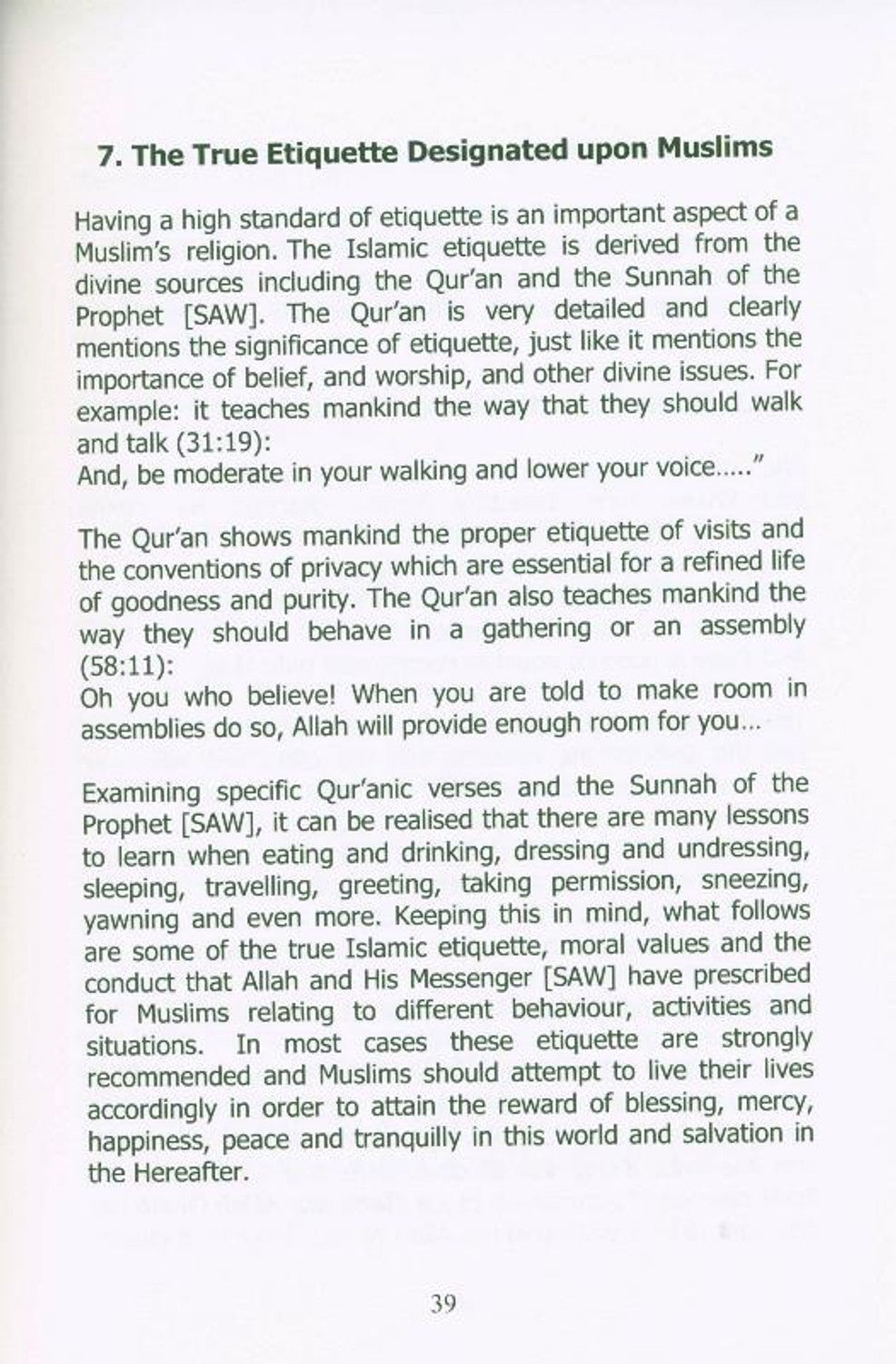 The True Islamic Etiquette by Dr Abdul Karim Awad